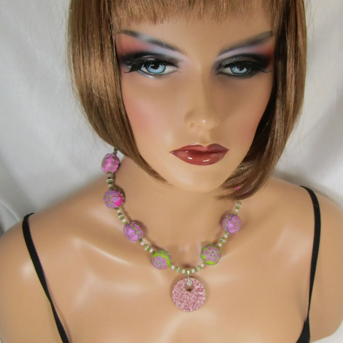 Rose Fair Trade Bead Necklace Samunnat with Rose Swazi Pendant