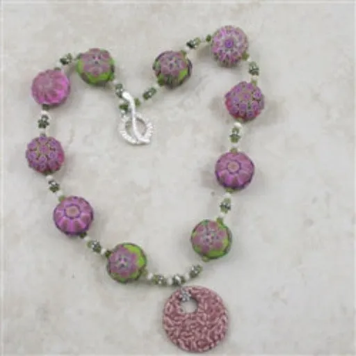 Rose Fair Trade Bead Necklace Samunnat with Rose Swazi Pendant