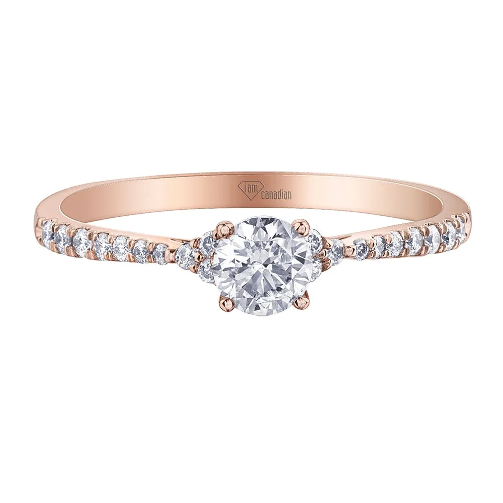 Rose Gold and Canadian Round Diamond Solitaire Ring
