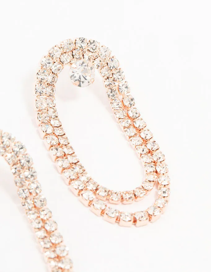 Rose Gold Draped Cup Chain Drop Earrings