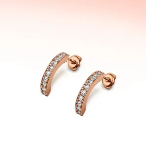 Rose Gold Semi Circle Curve Earrings Embellished With SWAROVSKI® Crystals