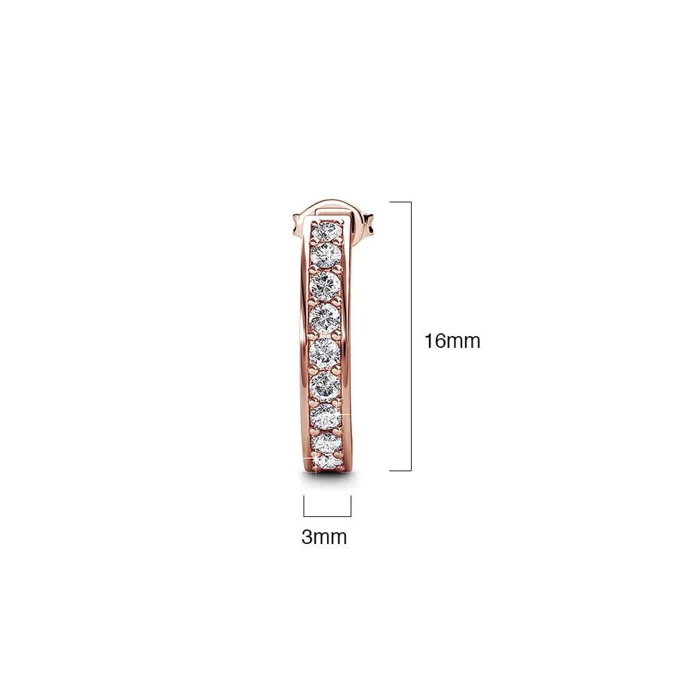 Rose Gold Semi Circle Curve Earrings Embellished With SWAROVSKI® Crystals