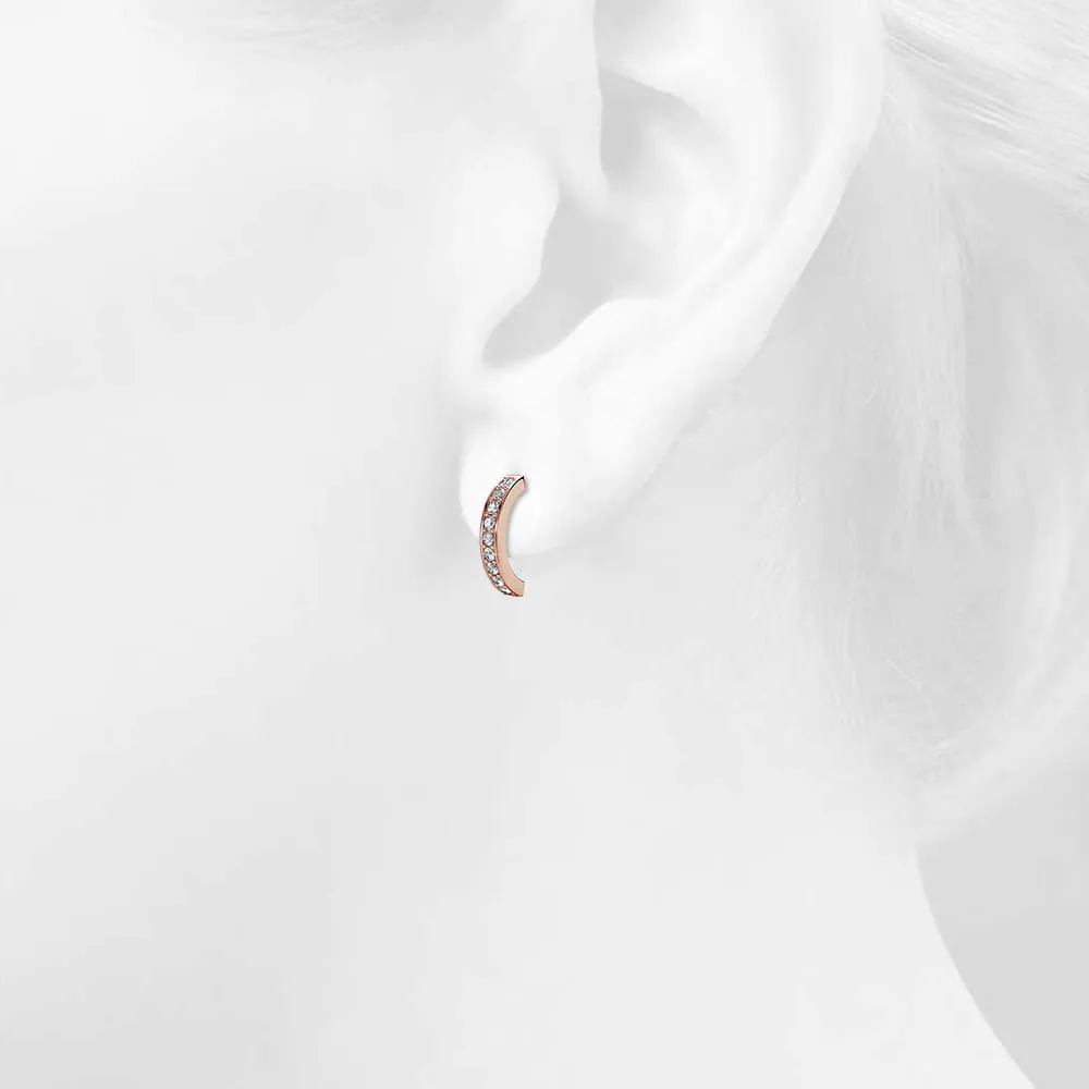 Rose Gold Semi Circle Curve Earrings Embellished With SWAROVSKI® Crystals