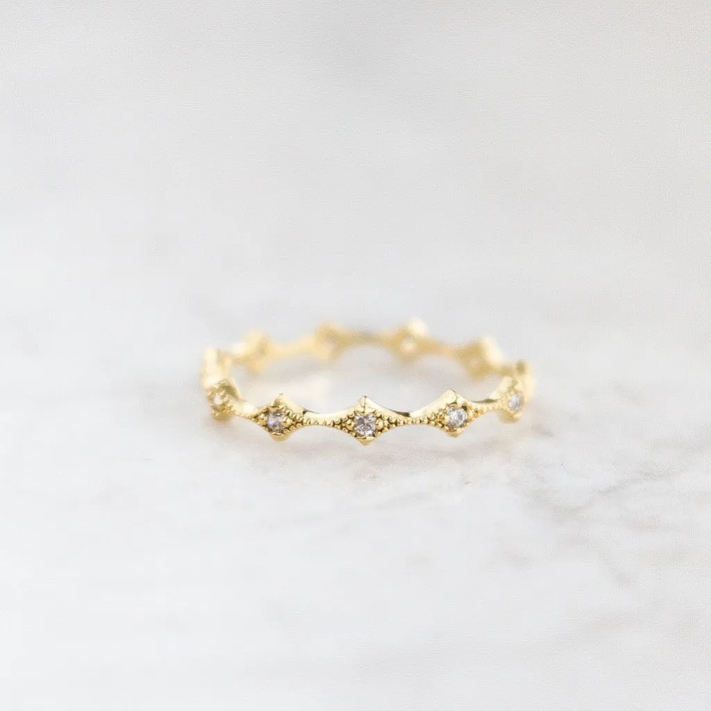 Round Crystal Crown Ring