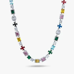 S925 Multi Gemstone Motif Chain