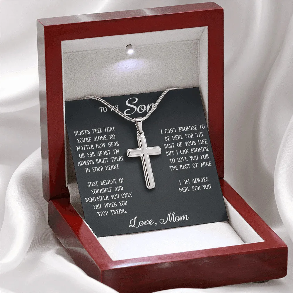 Sentimental Gift For My Son - Cross Necklace For Son, Unique Birthday Gift for Grown Son