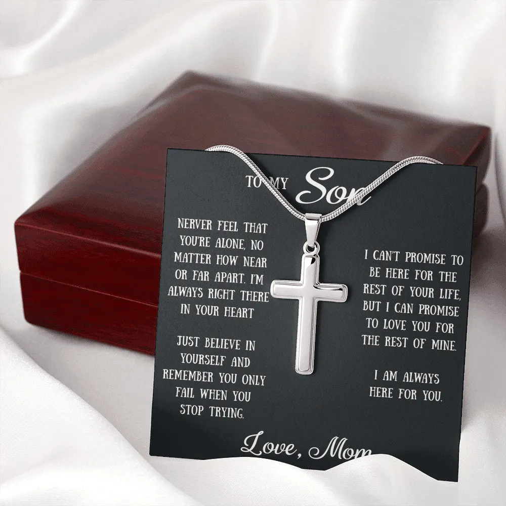Sentimental Gift For My Son - Cross Necklace For Son, Unique Birthday Gift for Grown Son