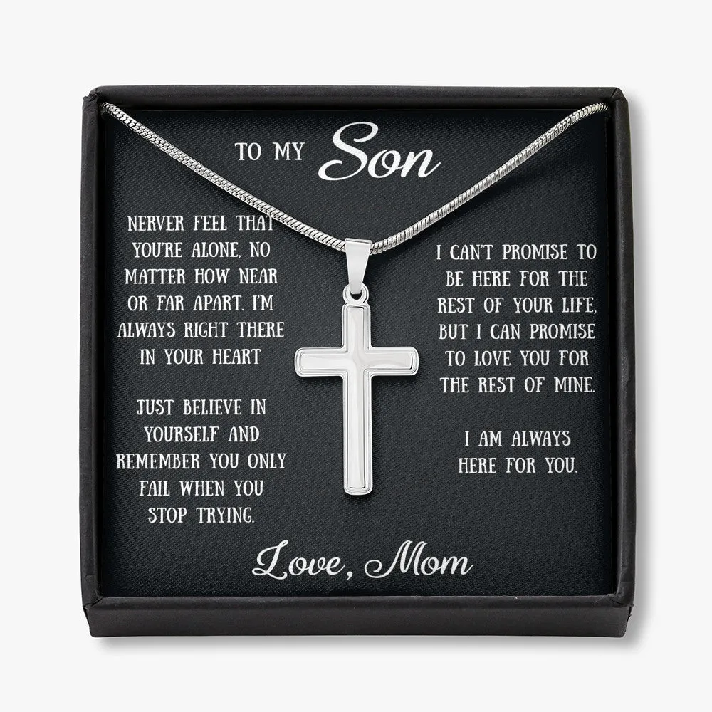 Sentimental Gift For My Son - Cross Necklace For Son, Unique Birthday Gift for Grown Son