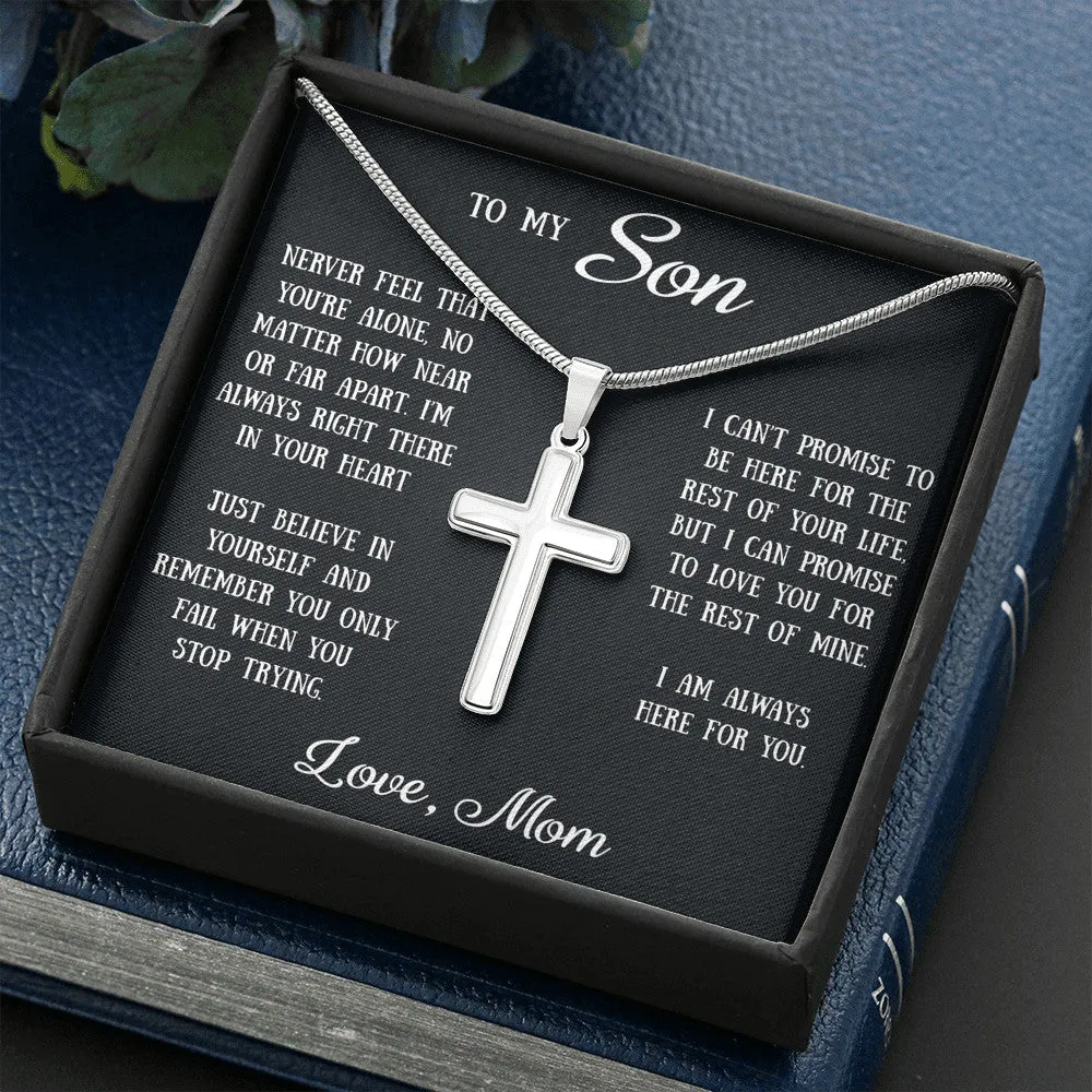 Sentimental Gift For My Son - Cross Necklace For Son, Unique Birthday Gift for Grown Son