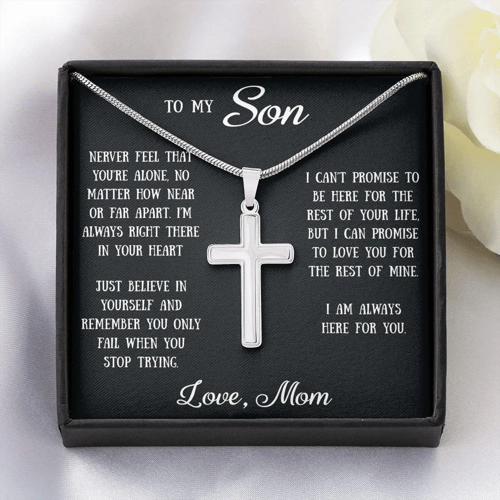 Sentimental Gift For My Son - Cross Necklace For Son, Unique Birthday Gift for Grown Son