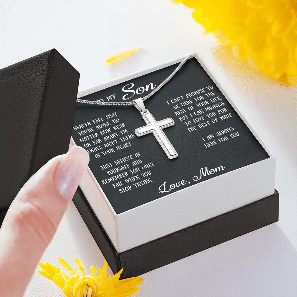 Sentimental Gift For My Son - Cross Necklace For Son, Unique Birthday Gift for Grown Son