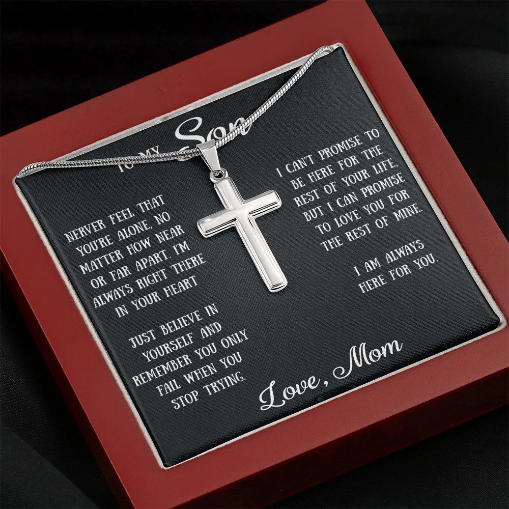 Sentimental Gift For My Son - Cross Necklace For Son, Unique Birthday Gift for Grown Son