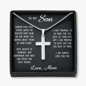Sentimental Gift For My Son - Cross Necklace For Son, Unique Birthday Gift for Grown Son