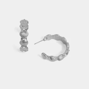 Shell Embellished Hoops - Silver