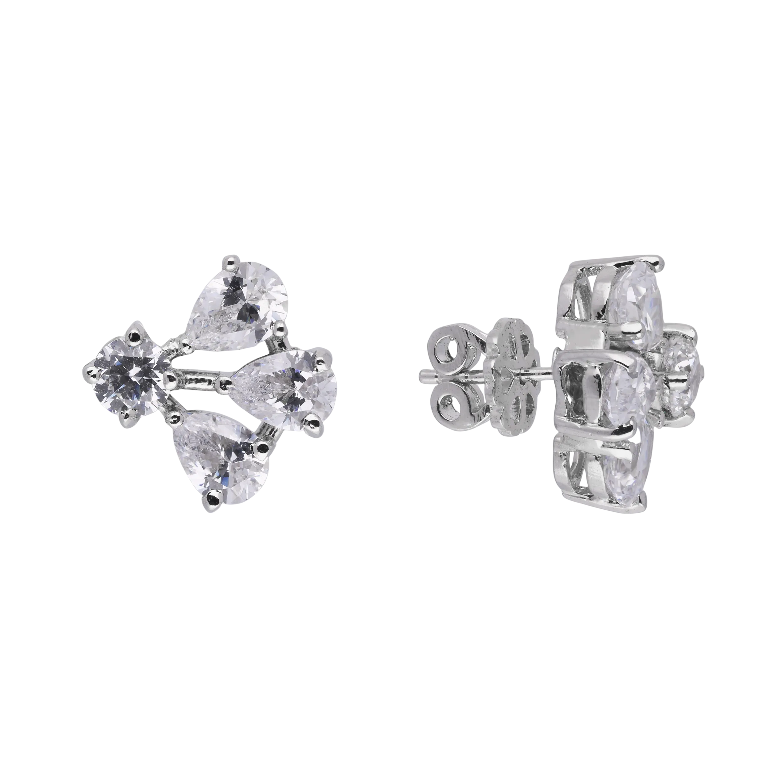 Silver Half Petals Stud Earrings | SKU : 0020809744, 0003396346 , 0003396339 , 0020809737