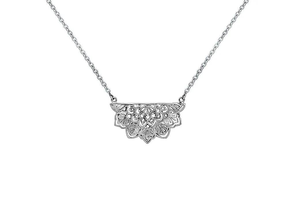 Silver Lotus Mandala Necklace