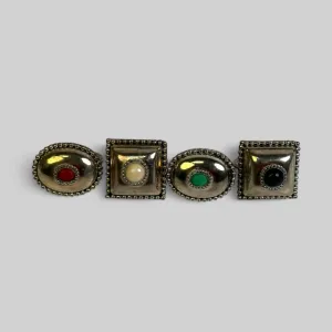 Silver-Toned Napkin Rings | Gemstone-Inspired Set of 4