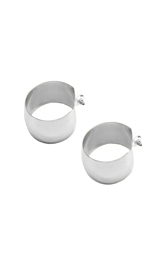Silver Wide Flat Hoops
