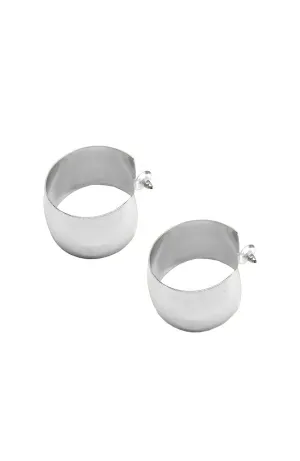 Silver Wide Flat Hoops