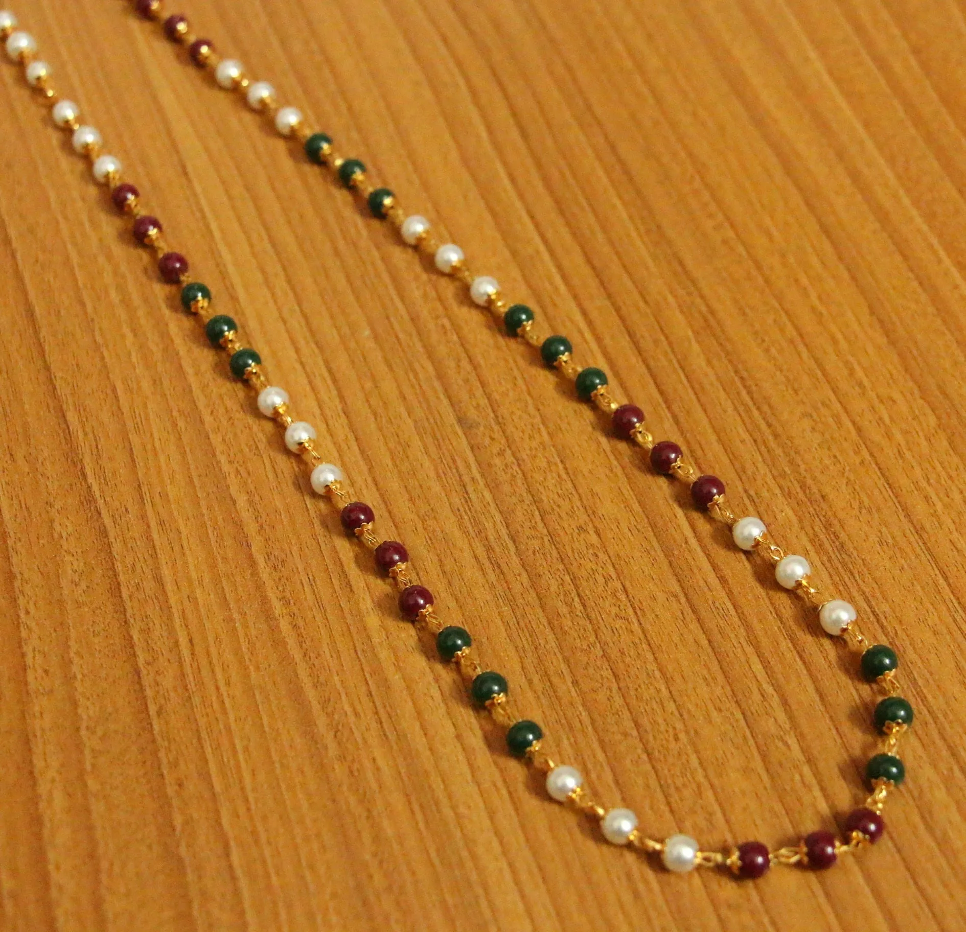 Single Line Multicolour Gold Plated Necklace