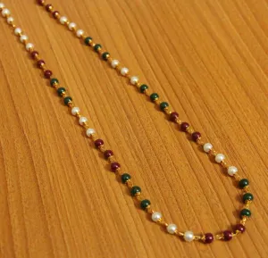 Single Line Multicolour Gold Plated Necklace