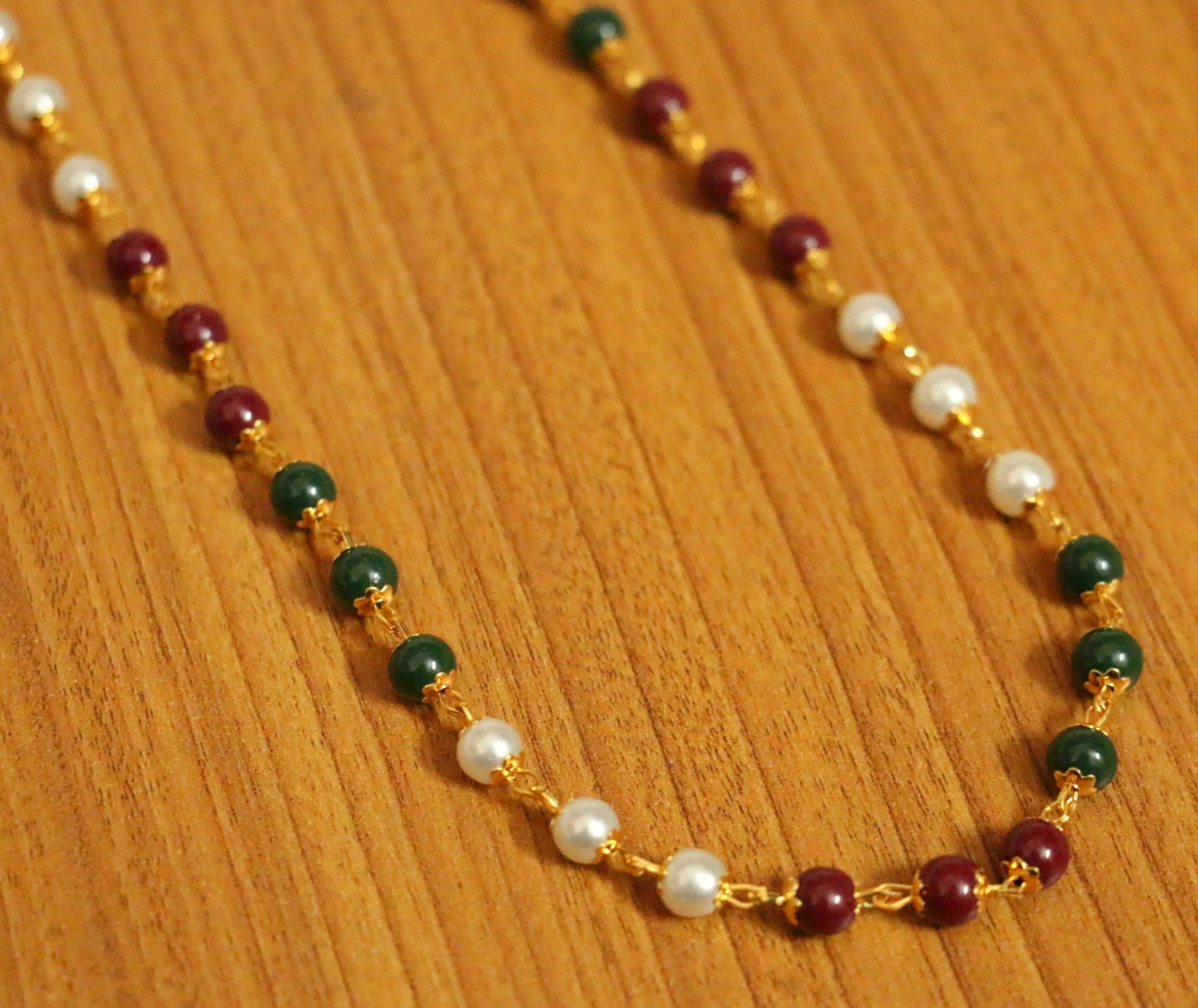 Single Line Multicolour Gold Plated Necklace