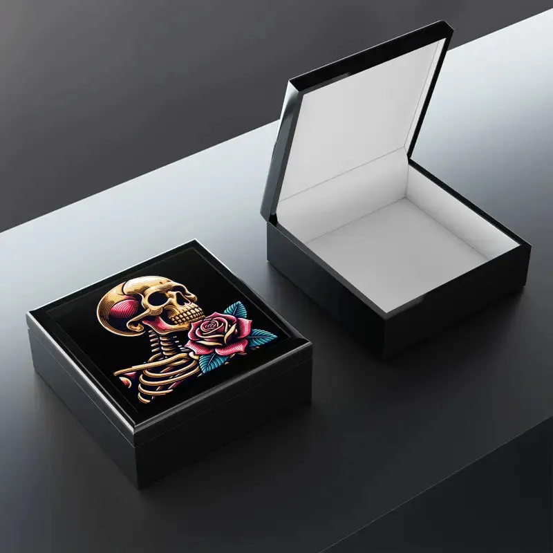 Skull Rose Jewelry Box with Glossy Finish
