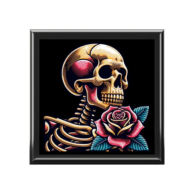 Skull Rose Jewelry Box with Glossy Finish