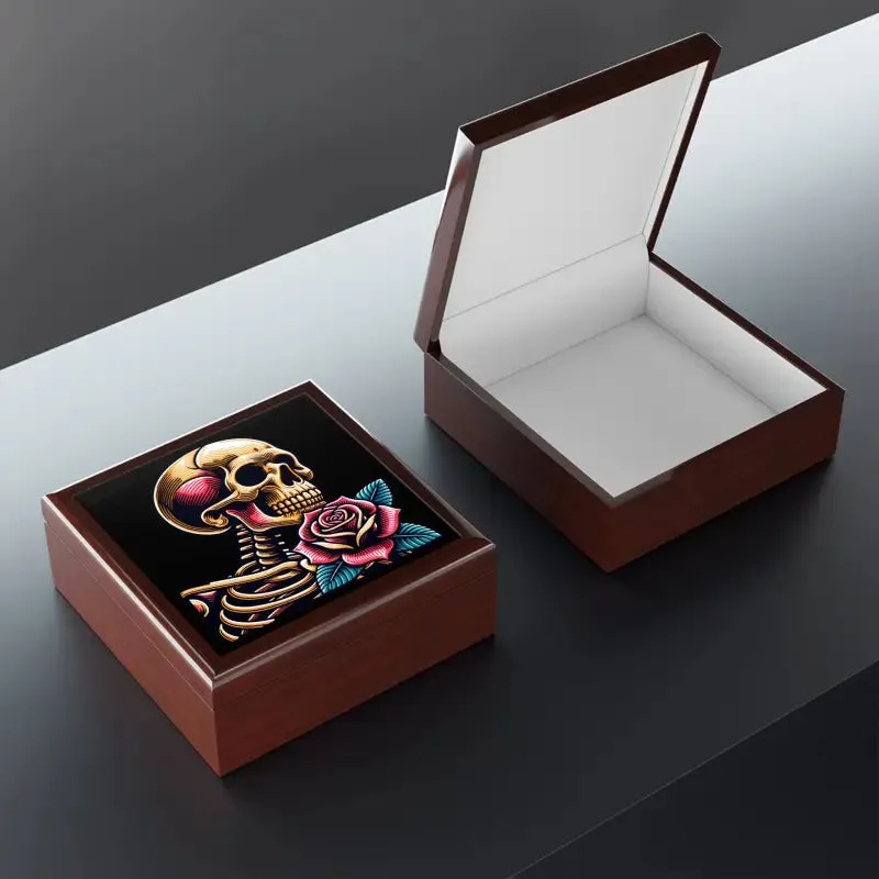 Skull Rose Jewelry Box with Glossy Finish