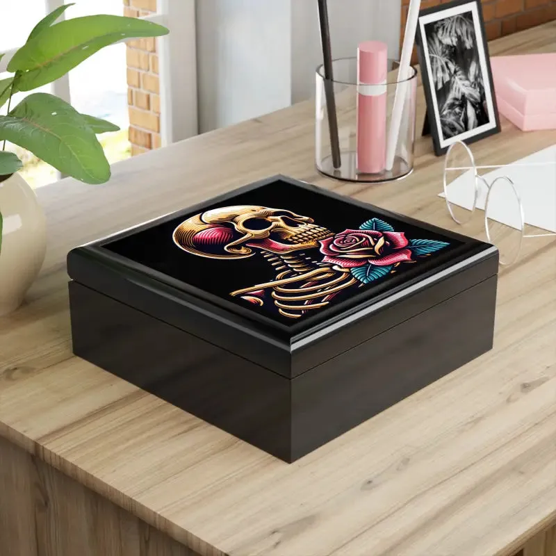 Skull Rose Jewelry Box with Glossy Finish