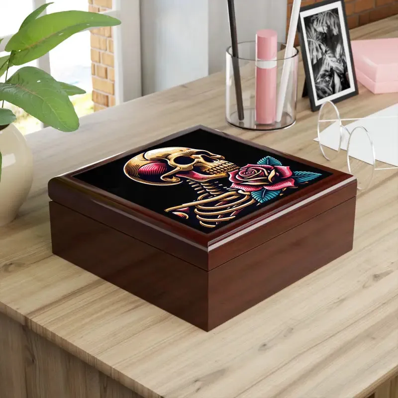 Skull Rose Jewelry Box with Glossy Finish