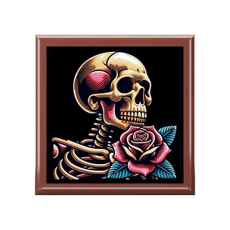 Skull Rose Jewelry Box with Glossy Finish