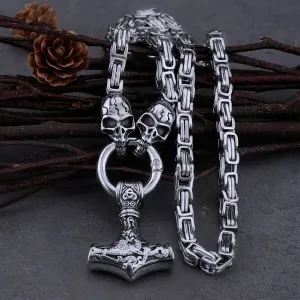 Skull Thor's Hammer Viking Necklace