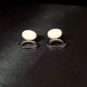 Slanting Oval Drop Earrings (Pure Silver)
