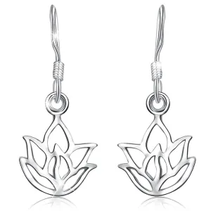 Solid 925 Sterling Silver Lotus Leaf Hook Earrings
