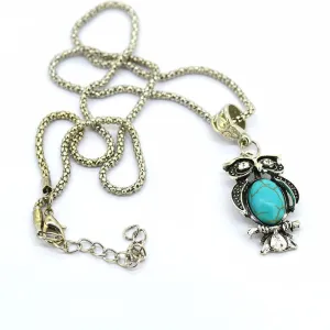 Special Owl Turquoise Necklaces Silver Pendant Accessories for Women Clothing Women's Vintage Style