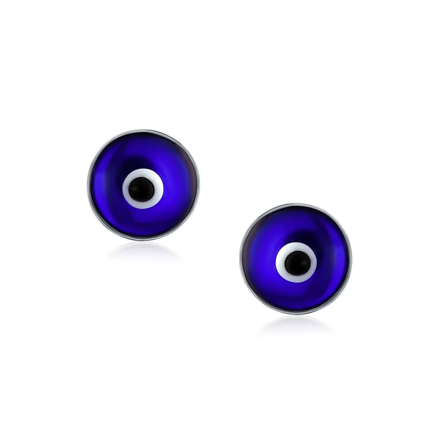 Spiritual Protection Evil Eye Stud Earrings Murano Glass Sterling Silver 9MM