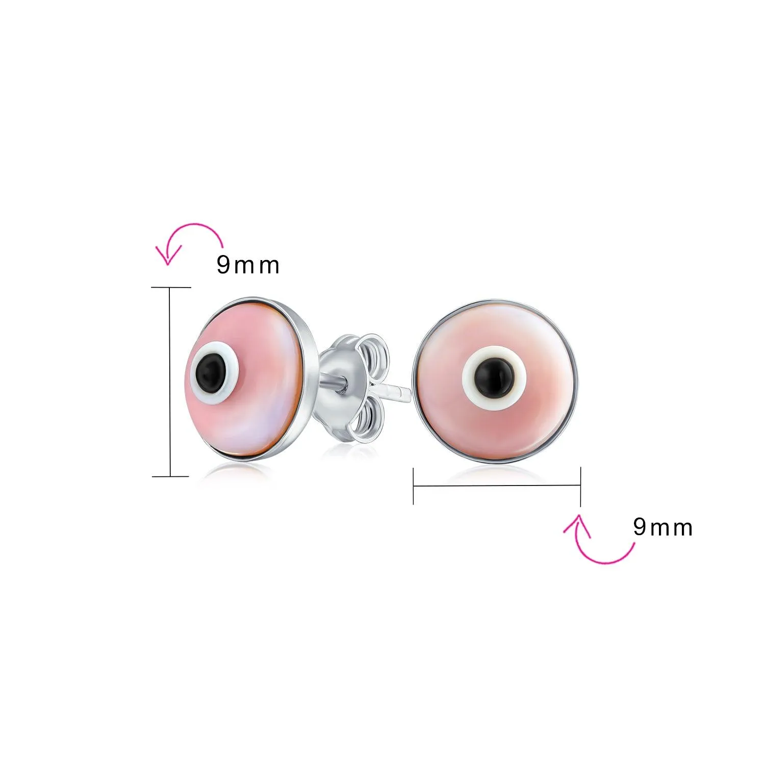 Spiritual Protection Evil Eye Stud Earrings Murano Glass Sterling Silver 9MM