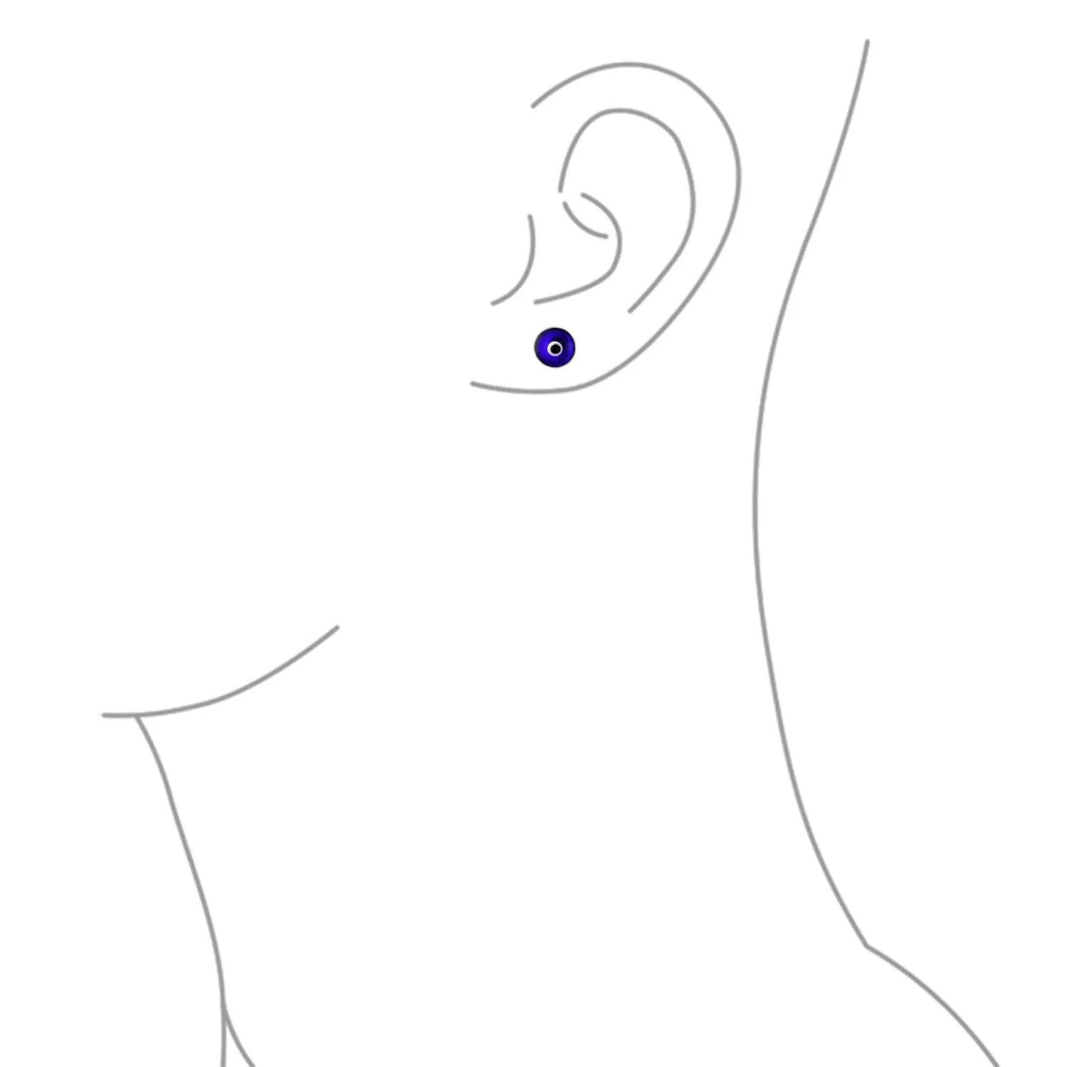 Spiritual Protection Evil Eye Stud Earrings Murano Glass Sterling Silver 9MM