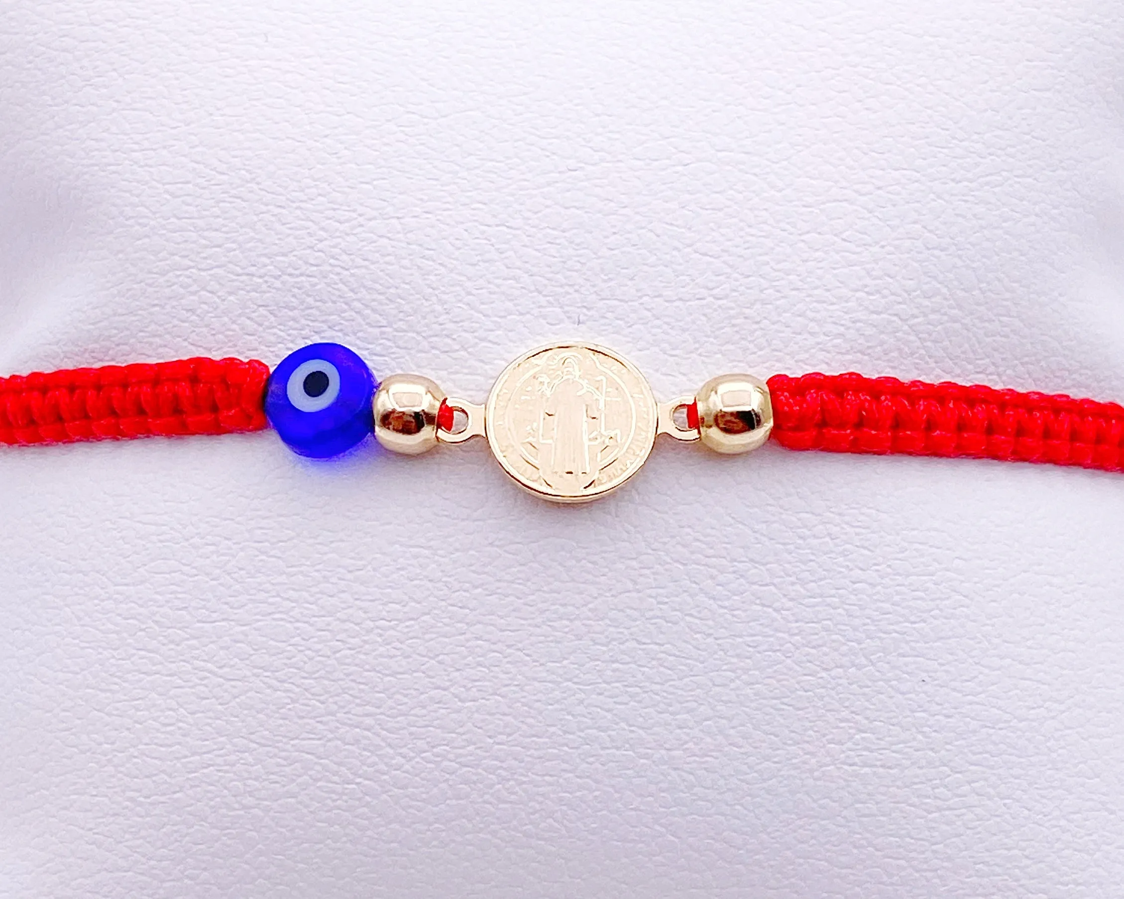 St Benedict Medal Bracelet Red String and Evil Eye for Protection