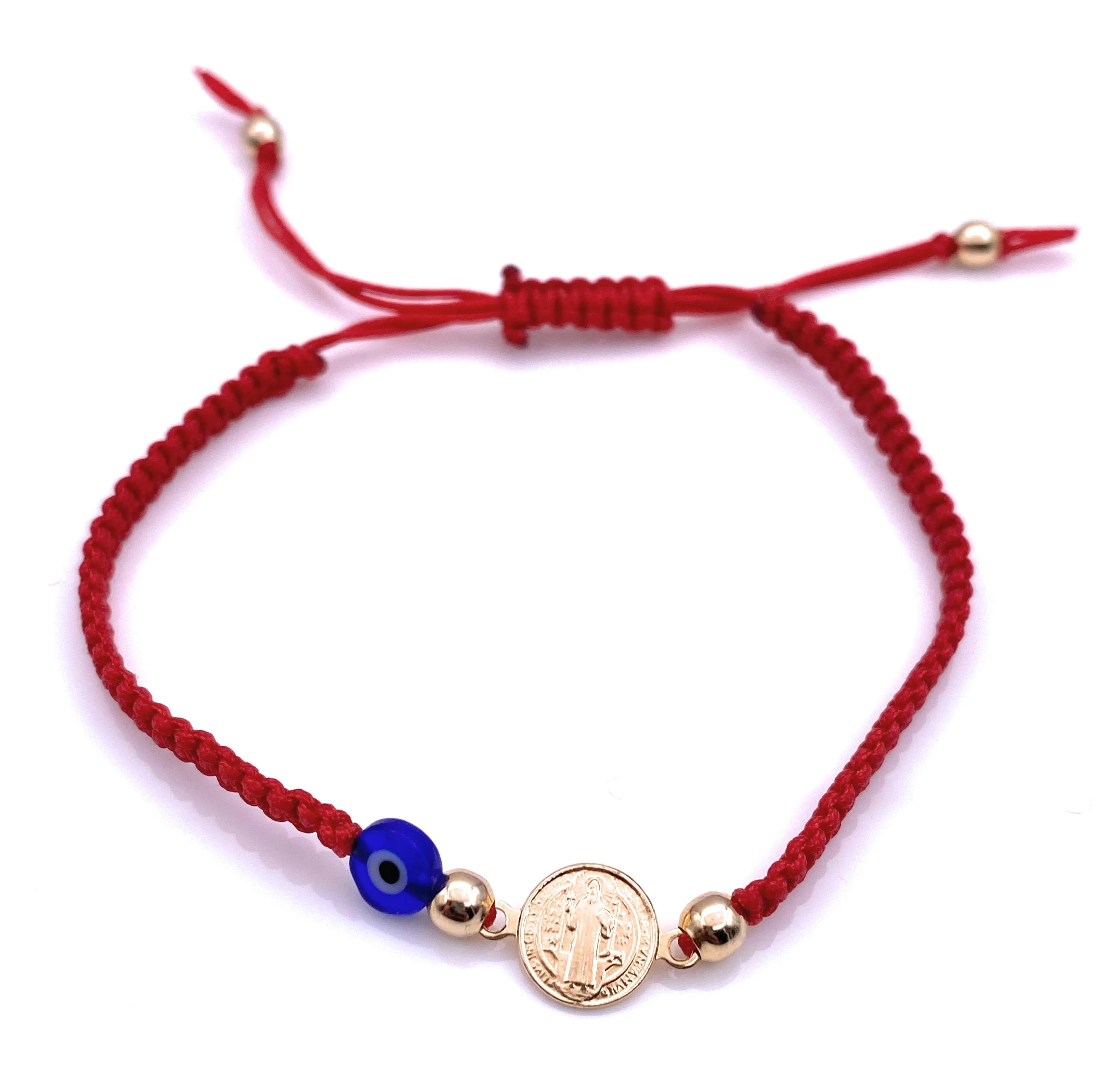 St Benedict Medal Bracelet Red String and Evil Eye for Protection