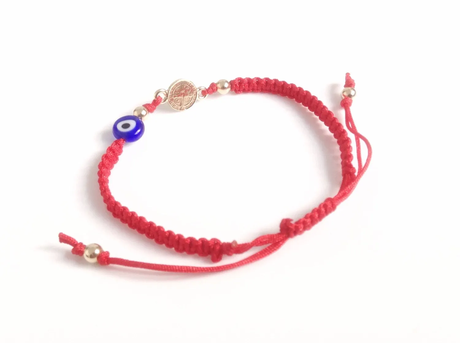 St Benedict Medal Bracelet Red String and Evil Eye for Protection