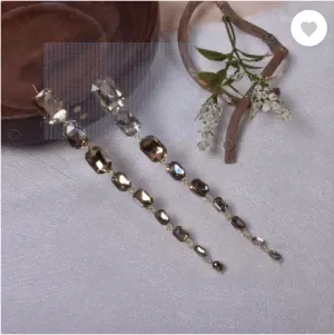 Steorra Gold Glass Long Length Earings for Women and Girls Cubic Zirconia Brass Drops & Danglers