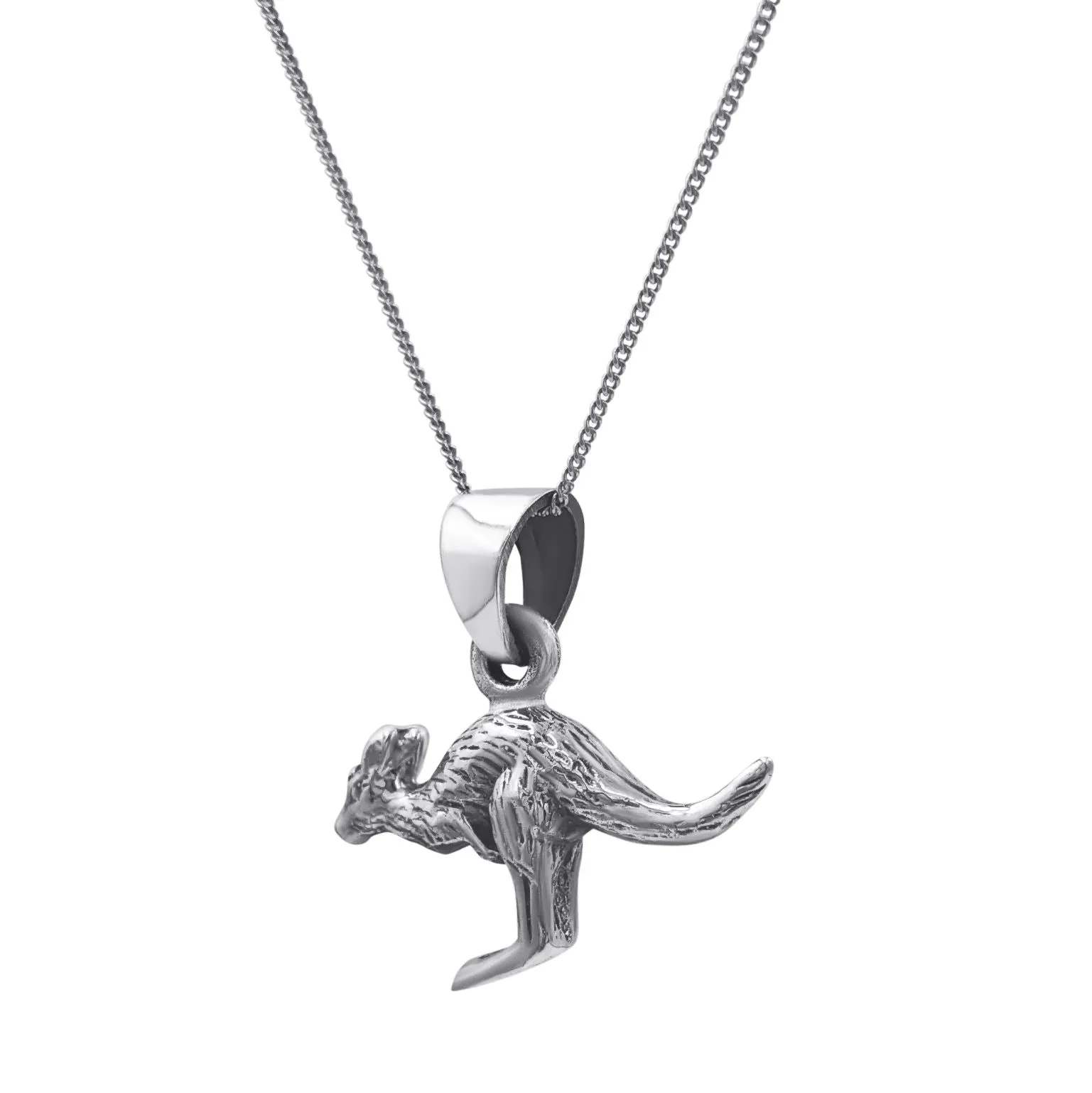 Sterling Silver Kangaroo Pendant Australia Wildlife Necklace