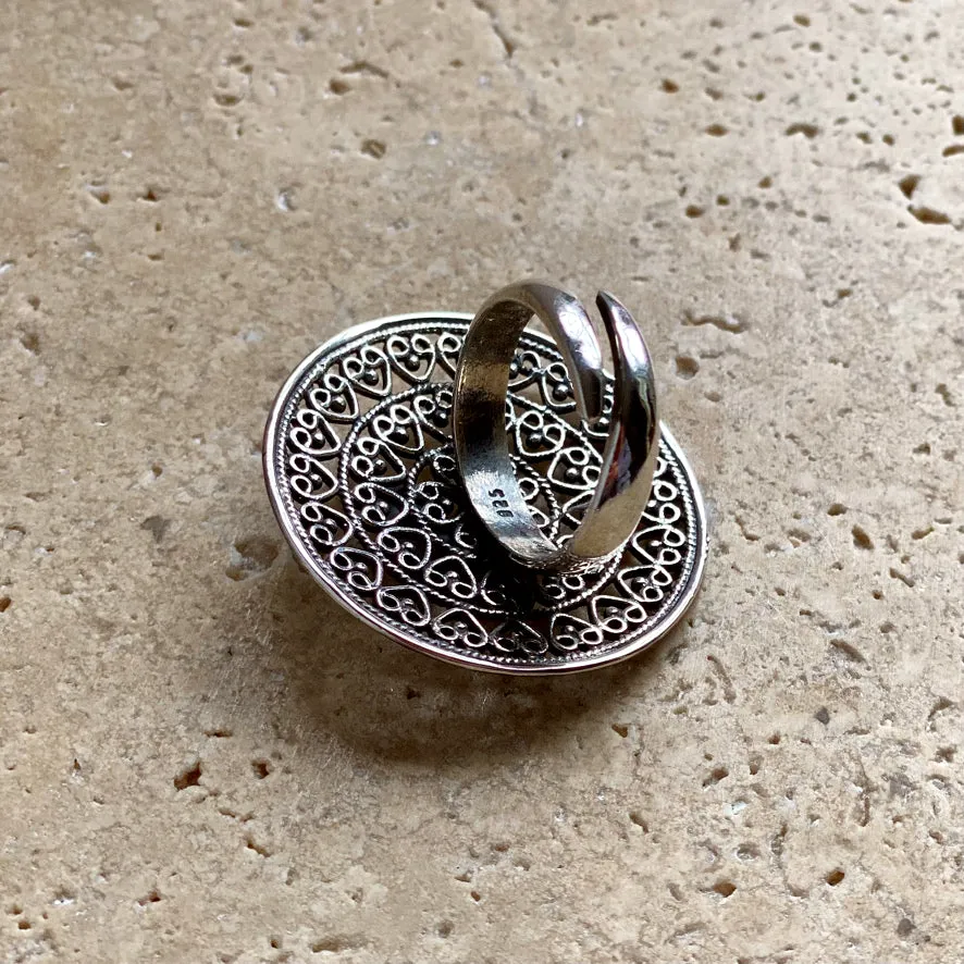 Sterling Silver Ring - Mandala Heart