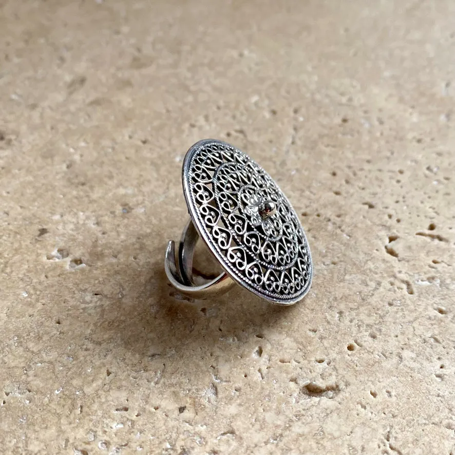 Sterling Silver Ring - Mandala Heart
