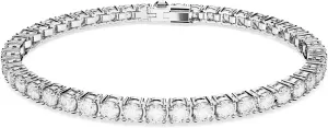 Swarovski Matrix Tennis Bracelet, Round Cut, Clear, Rhodium Finished