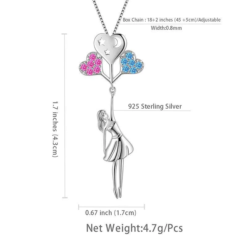 Teen Girls Heart Balloon Moon Star Pendant Necklace Jewelry