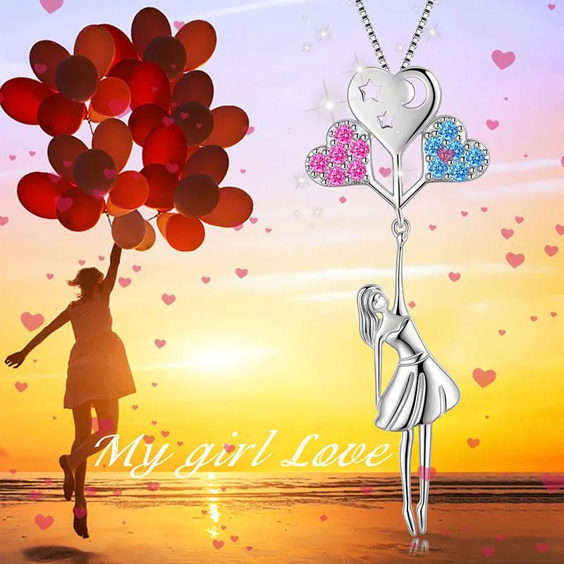 Teen Girls Heart Balloon Moon Star Pendant Necklace Jewelry