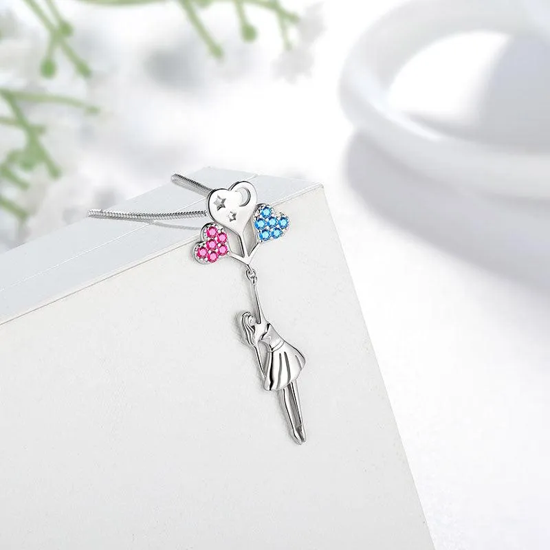 Teen Girls Heart Balloon Moon Star Pendant Necklace Jewelry